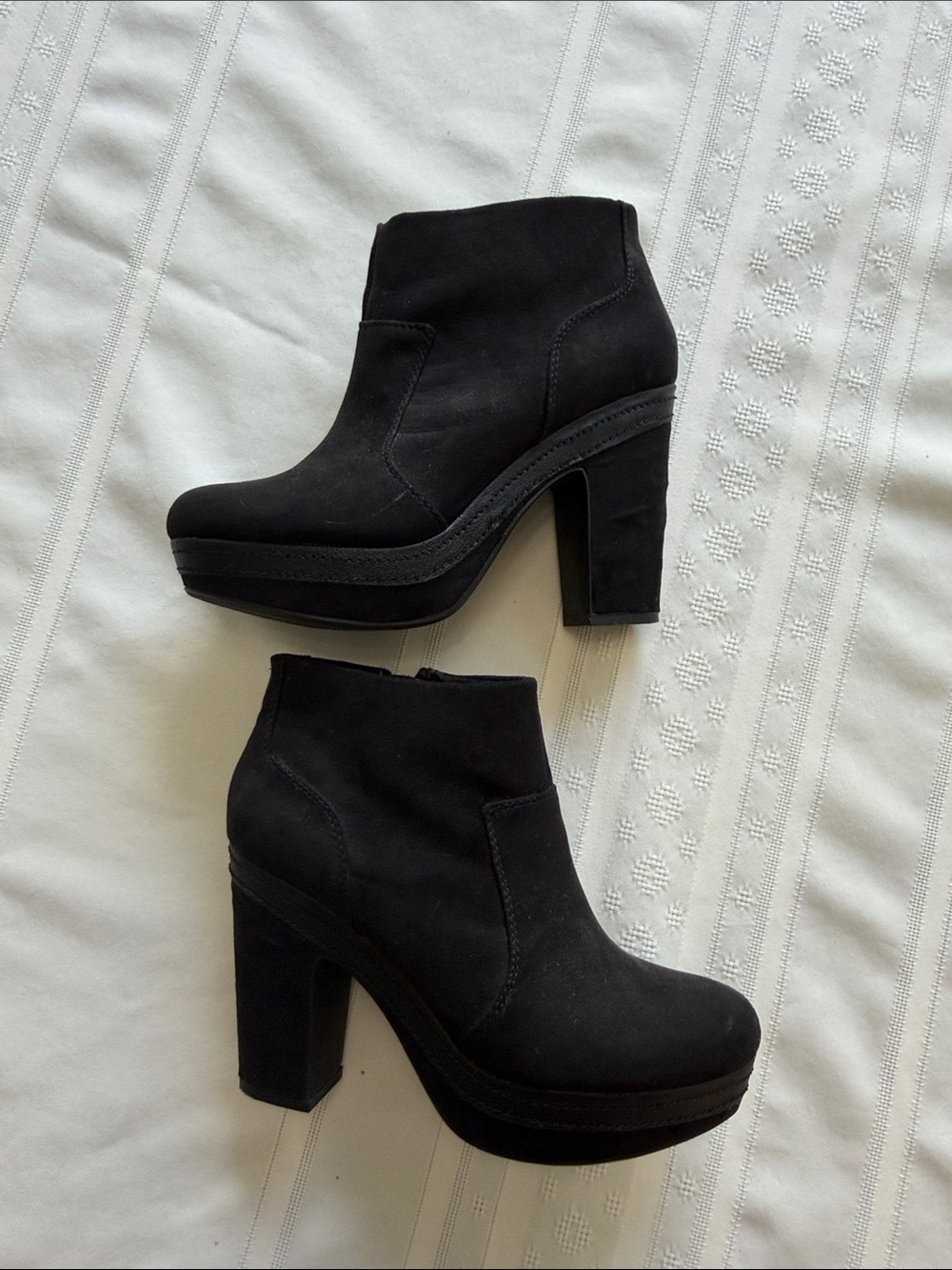 Madden Girl Black Suede Platform Block Heel Ankle Boots